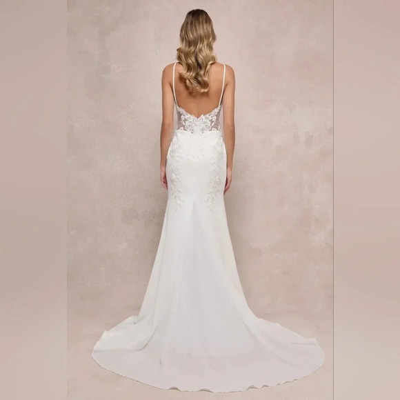 Lulus Vision of Romance White Sheer Mesh Embroidered Sequin Maxi Dress Bride - Picture 5 of 13